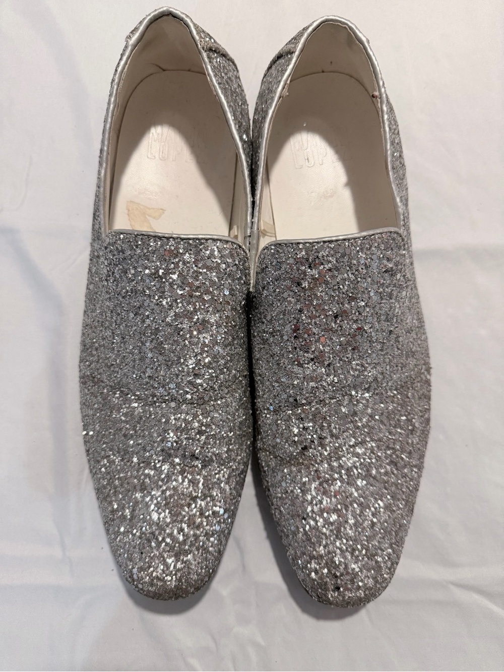 Glitter Slip-On Loafers in Silver